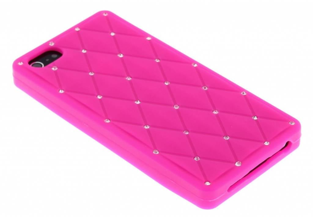 Image of Fuchsia siliconen hoes met schitterende strass-steentjes voor de iPhone 5 / 5s / SE