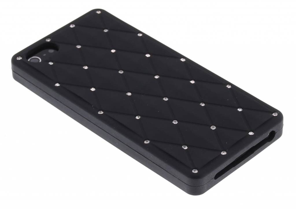 Image of Zwarte siliconen hoes met schitterende strass-steentjes voor de iPhone 5 / 5s / SE