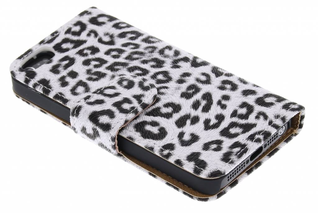 Image of Witte luipaard booktype hoes voor de iPhone 5 / 5s / SE