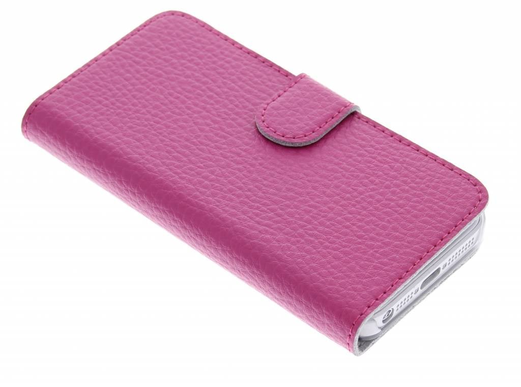 Image of Fuchsia stijlvolle en solide booktype hoes voor de iPhone 5 / 5s / SE