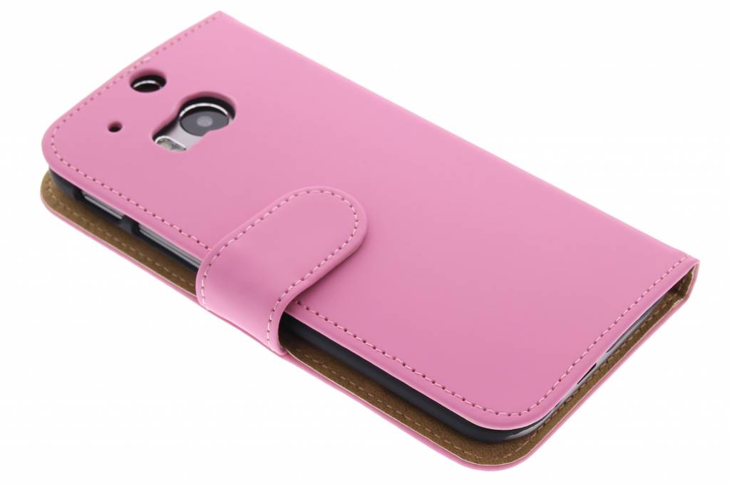 Image of Roze effen booktype hoes voor de HTC One M8 / M8s