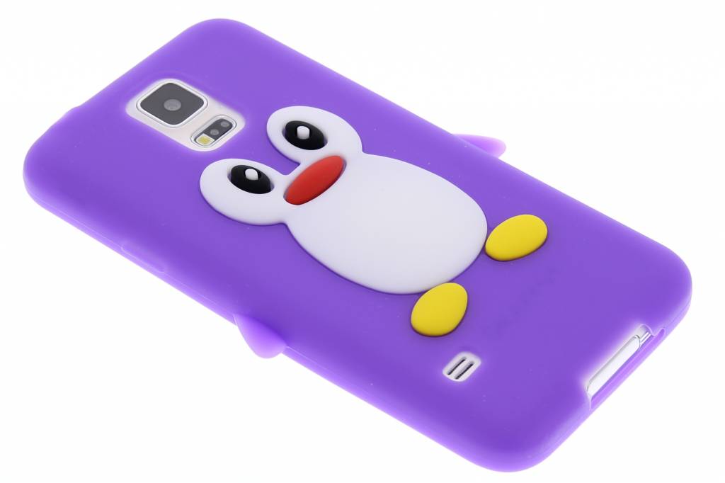 Image of Paars pinguin siliconen hoesje voor de Samsung Galaxy S5 (Plus) / Neo