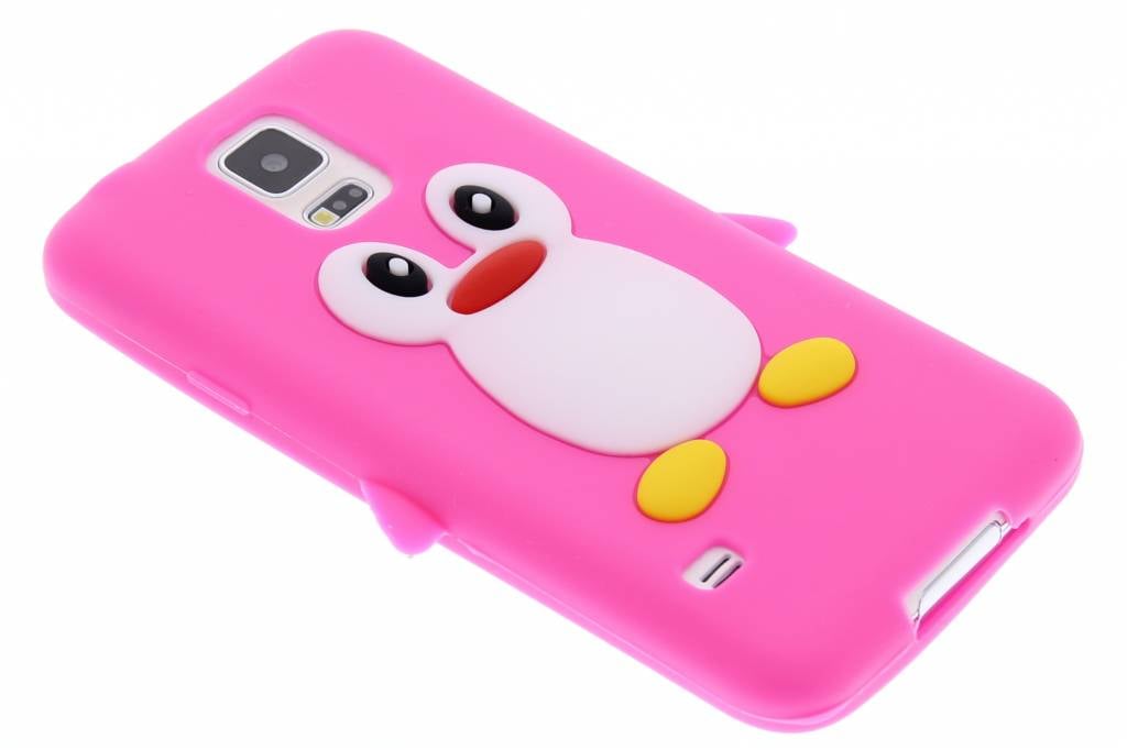 Image of Fuchsia pinguin siliconen hoesje voor de Samsung Galaxy S5 (Plus) / Neo