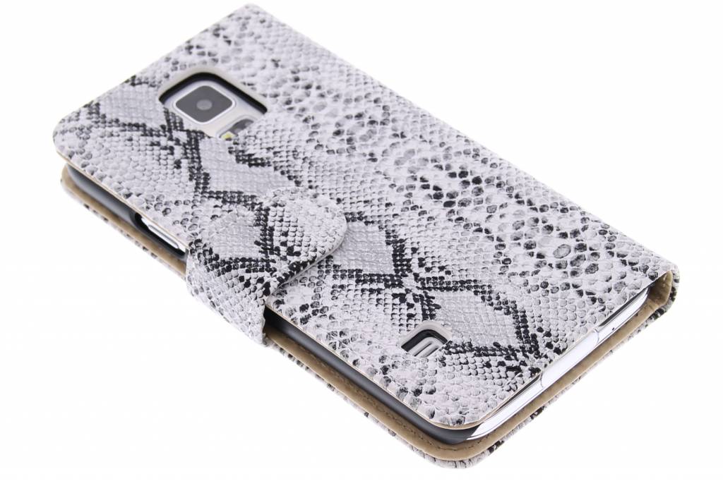 Image of Witte slangenprint design booktype hoes voor de Samsung Galaxy S5 (Plus) / Neo