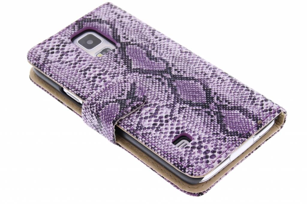 Image of Paarse slangenprint design booktype hoes voor de Samsung Galaxy S5 (Plus) / Neo