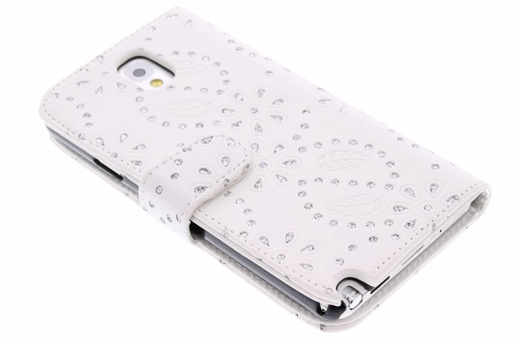 Image of Witte bloemblad design booktype hoes voor de Samsung Galaxy Note 3