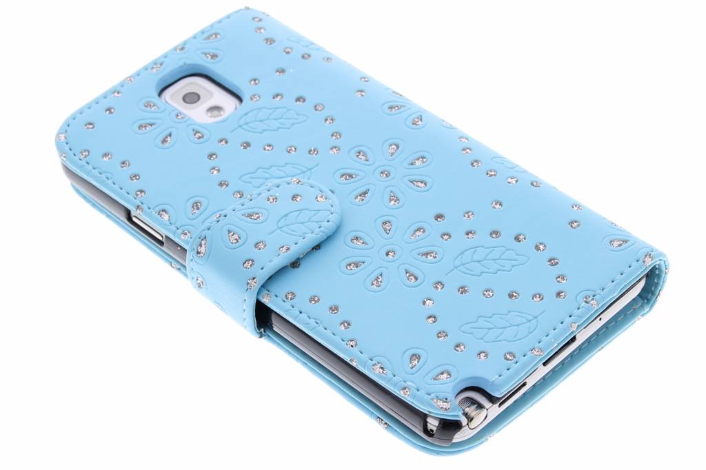 Image of Turquoise bloemblad design booktype hoes voor de Samsung Galaxy Note 3