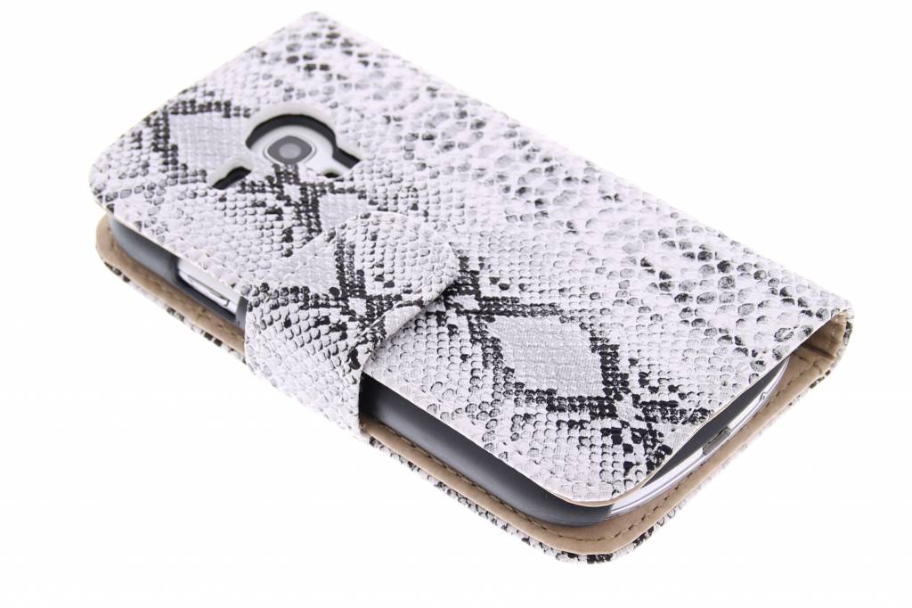 Image of Witte slangenprint booktype hoes voor de Samsung Galaxy S3 Mini