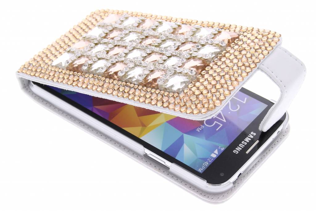 Glazen strass-stenen flipcase voor de Samsung Galaxy S5 (Plus) / Neo Glazen strass-stenen flipcase voor de Samsung Galaxy S5 (Plus) / Neo
