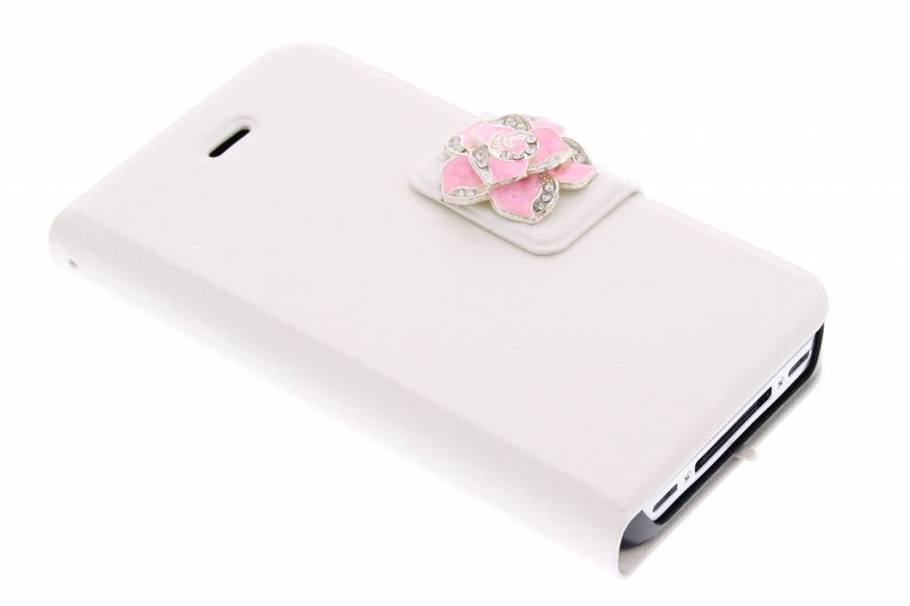 Image of Witte metallic strass booktype hoes voor de iPhone 4 / 4s