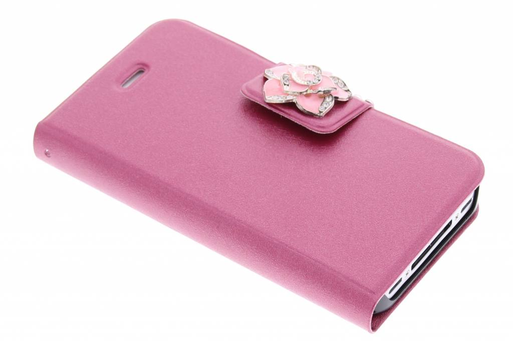 Image of Fuchsia metallic strass booktype hoes voor de iPhone 4 / 4s