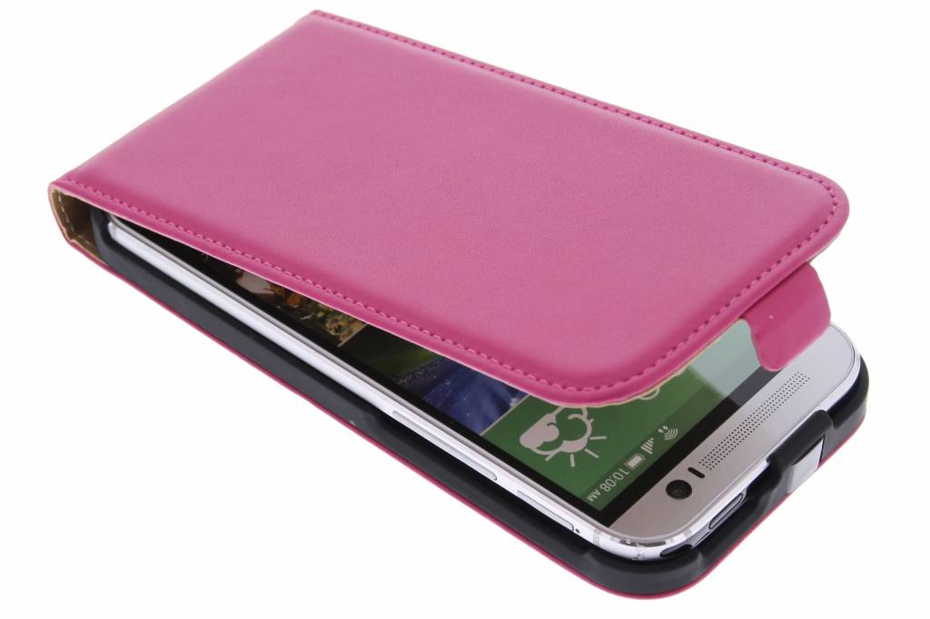 Image of Fuchsia luxe flipcase voor de HTC One M8 / M8s