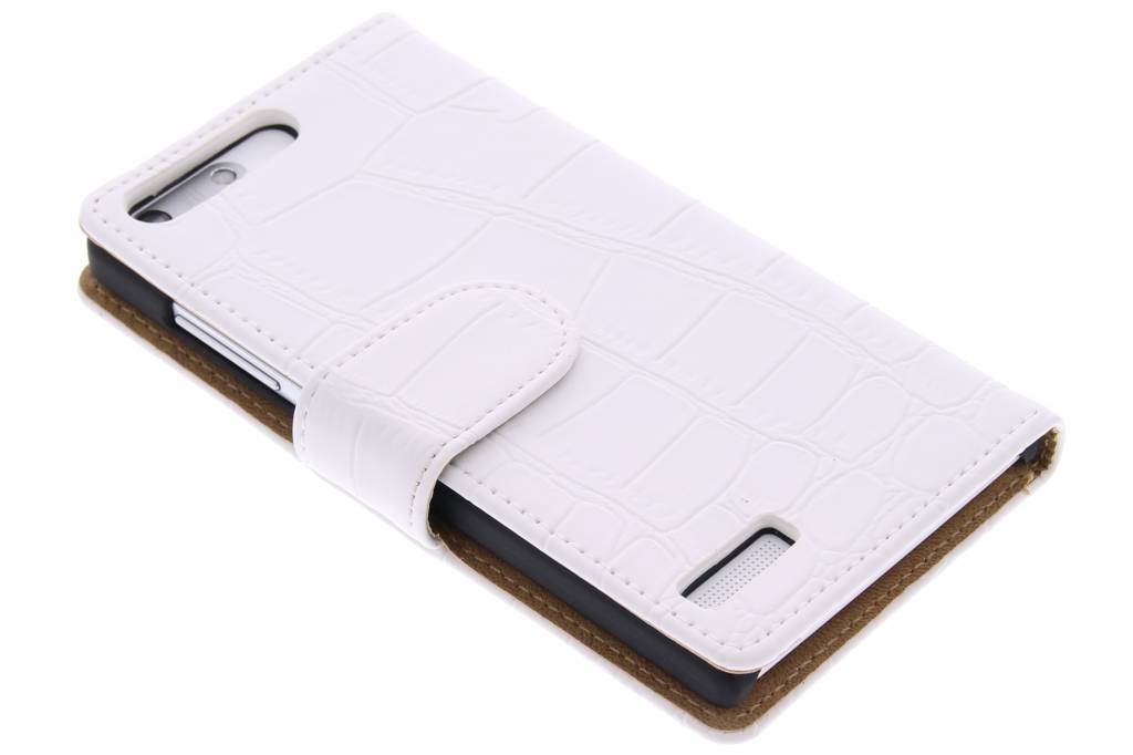 Image of Witte krokodil booktype hoes voor de Huawei Ascend G6