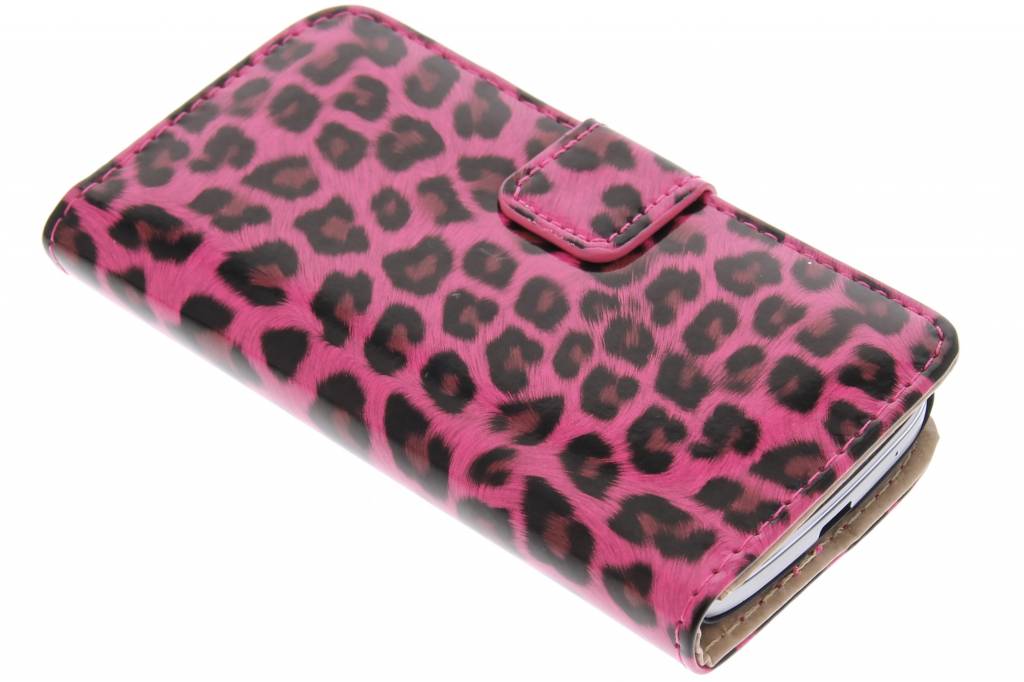 Image of Fuchsia glanzende luipaard booktype hoes voor de Samsung Galaxy S4 Mini