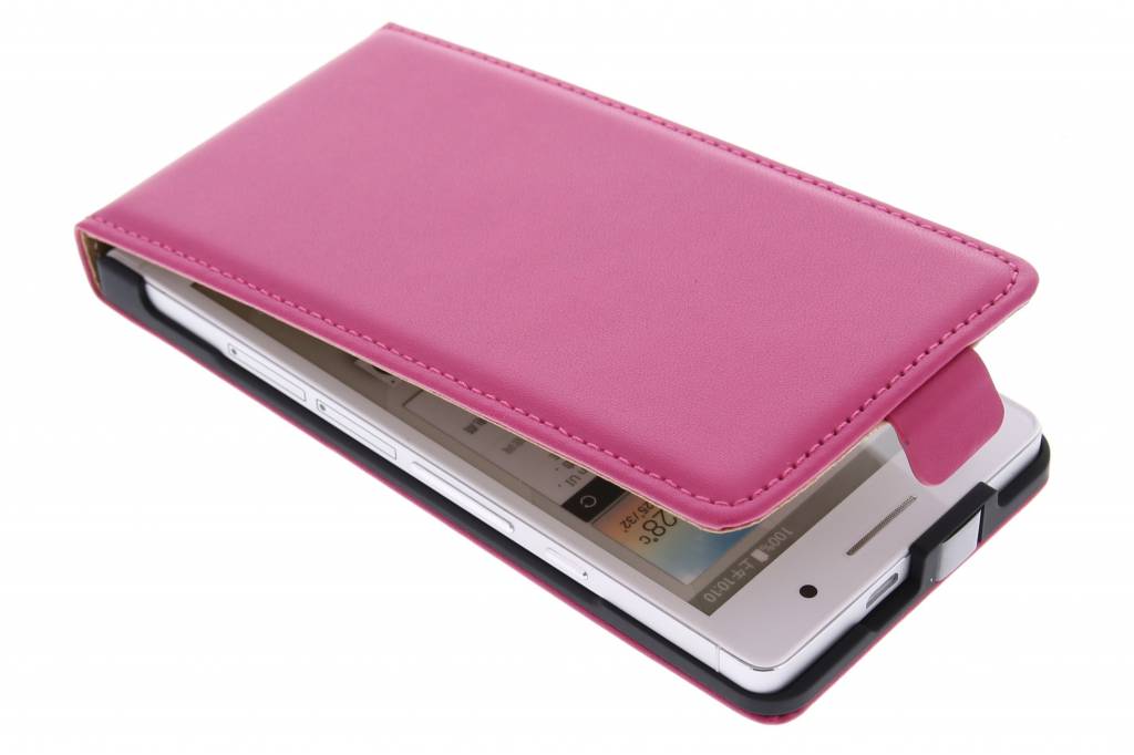 Image of Fuchsia luxe flipcase voor de Huawei Ascend P6 / P6s