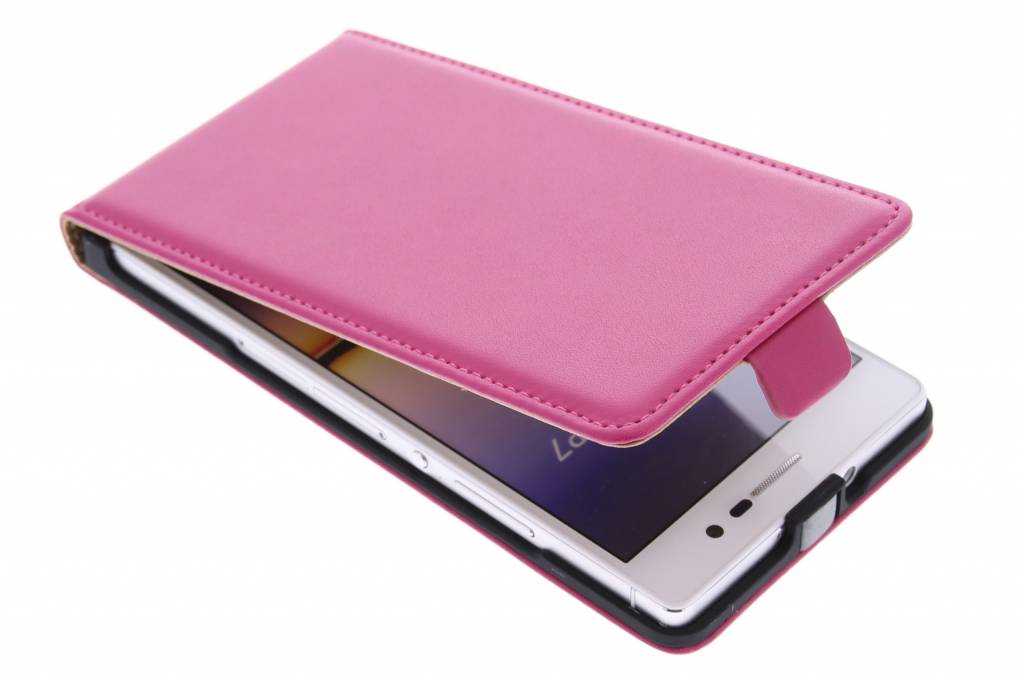 Image of Fuchsia luxe flipcase voor de Huawei Ascend P7