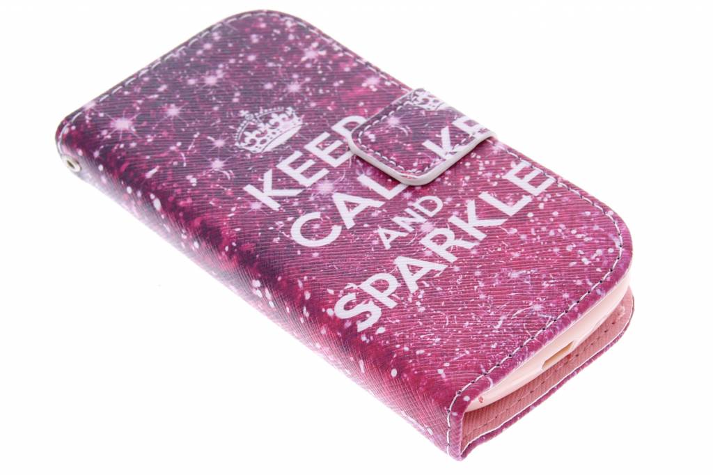 Image of Keep Calm and Sparkle design TPU booktype hoes voor de Samsung Galaxy S Duos / Trend (Plus)