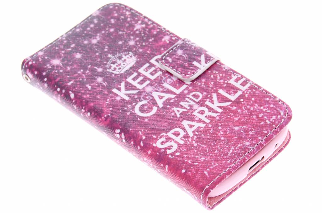 Image of Keep Calm and Sparkle design TPU booktype hoes voor de Samsung Galaxy S4 Mini