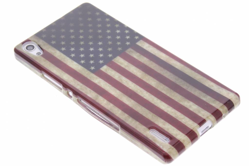 Image of Amerikaanse vlag design TPU siliconen hoesje voor de Huawei Ascend P7