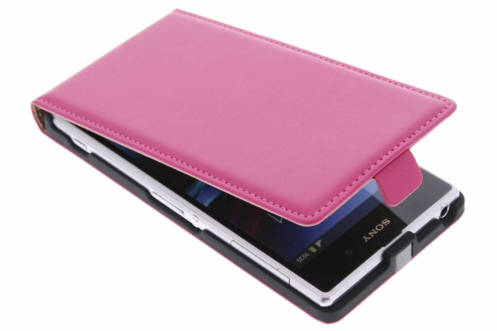 Image of Fuchsia luxe flipcase voor de Sony Xperia Z1