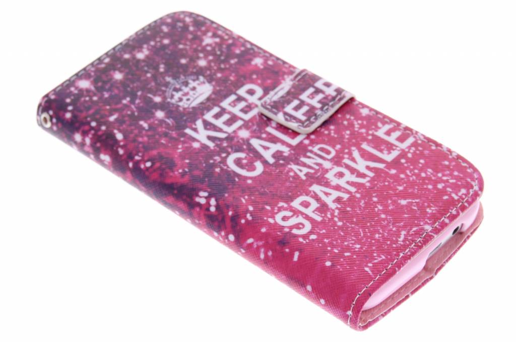 Image of Keep Calm and Sparkle design TPU booktype hoes voor de HTC One M8 / M8s