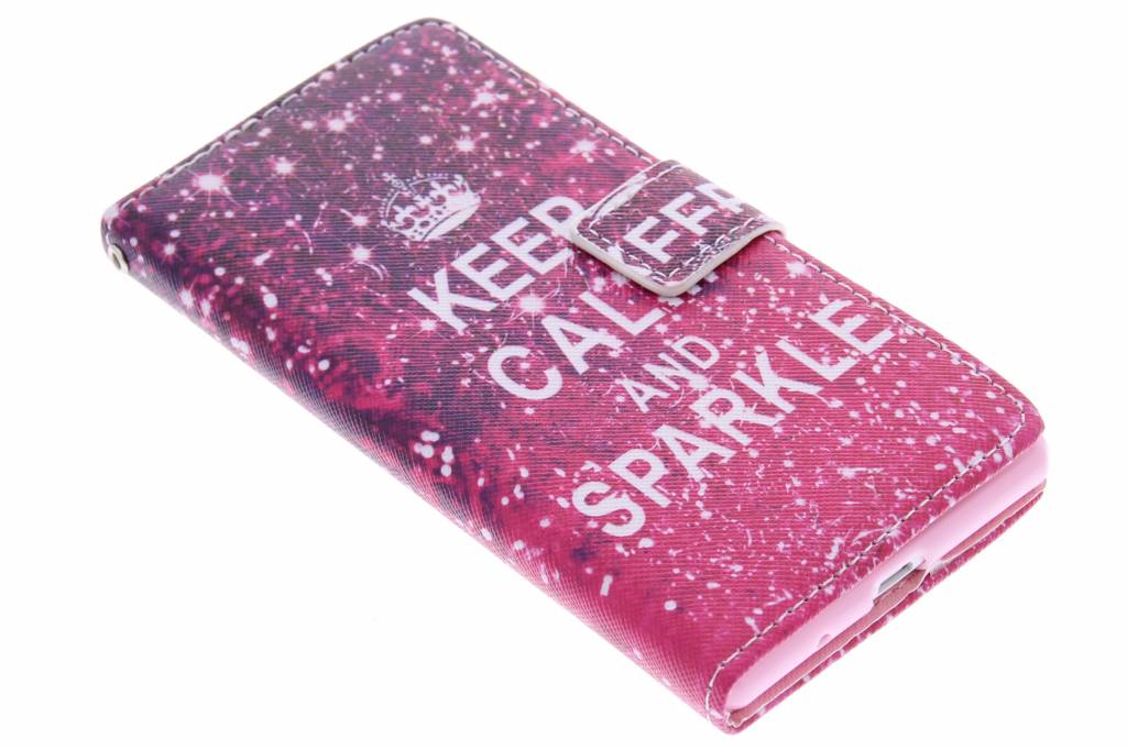 Image of Keep Calm and Sparkle design TPU booktype hoes voor de Huawei Ascend P7