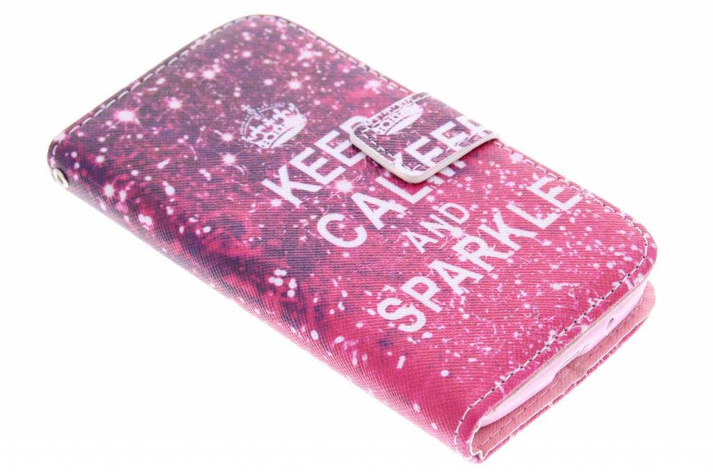 Image of Keep Calm and Sparkle design TPU booktype hoes voor de Samsung Galaxy Core