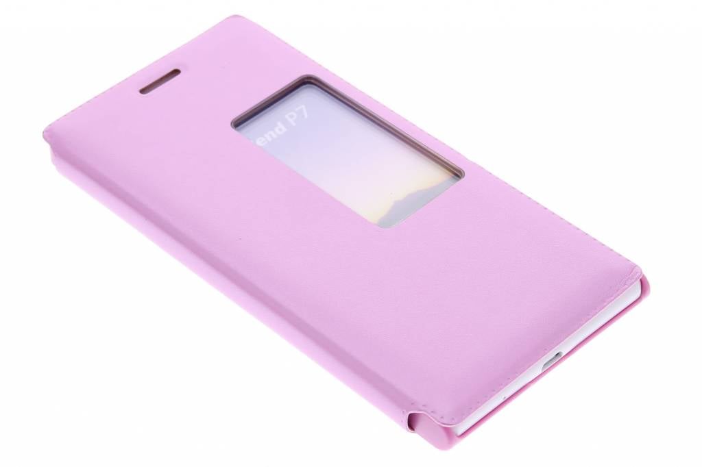 Image of Roze slim booktype hoes met venster voor de Huawei Ascend P7