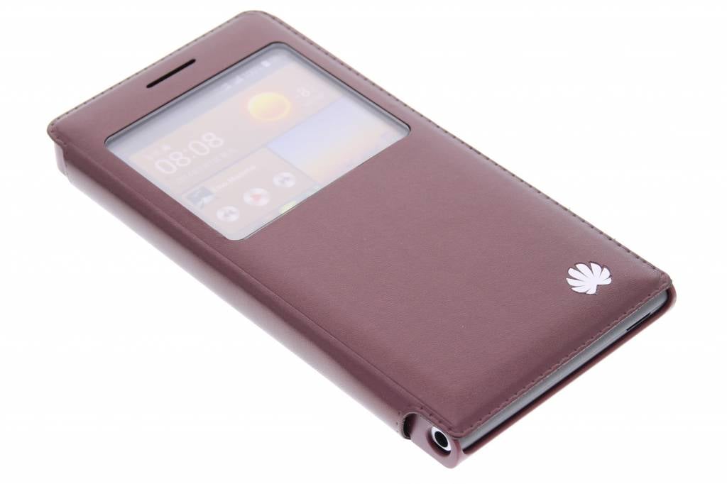 Image of Paarse slim booktype hoes met venster voor de Huawei Ascend G6