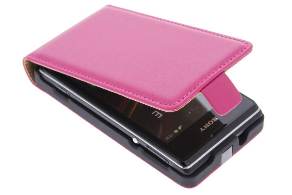 Image of Fuchsia luxe flipcase voor de Sony Xperia E