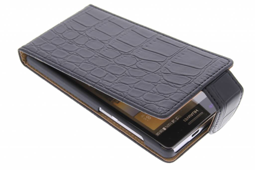 Image of Zwarte krokodil flipcase voor de Huawei Ascend G6