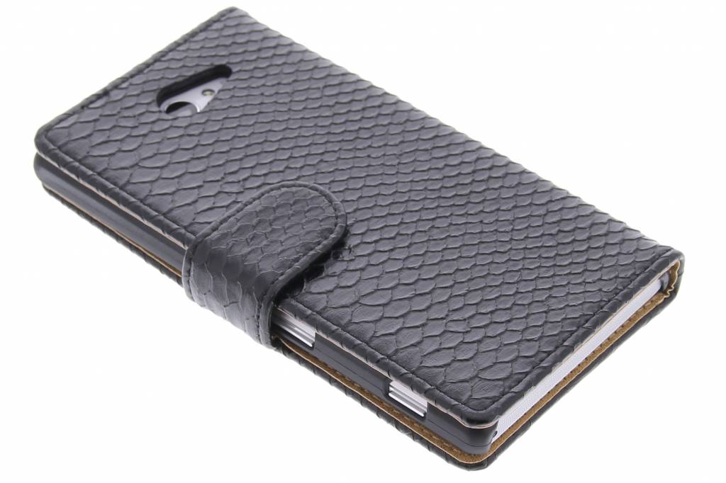 Image of Zwarte slangen booktype hoes voor de Sony Xperia M2 (Aqua)