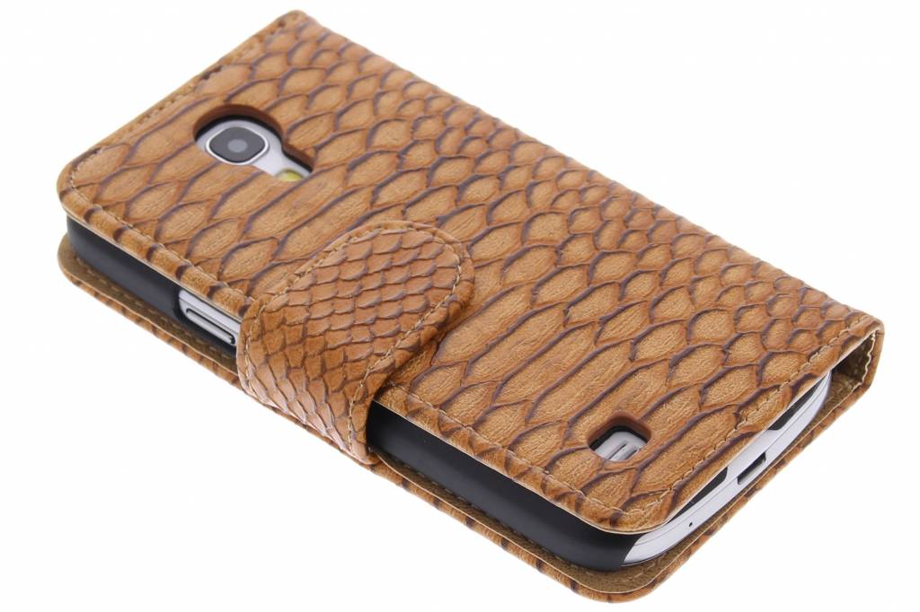 Image of Bruine slangen booktype hoes voor de Samsung Galaxy S4 Mini