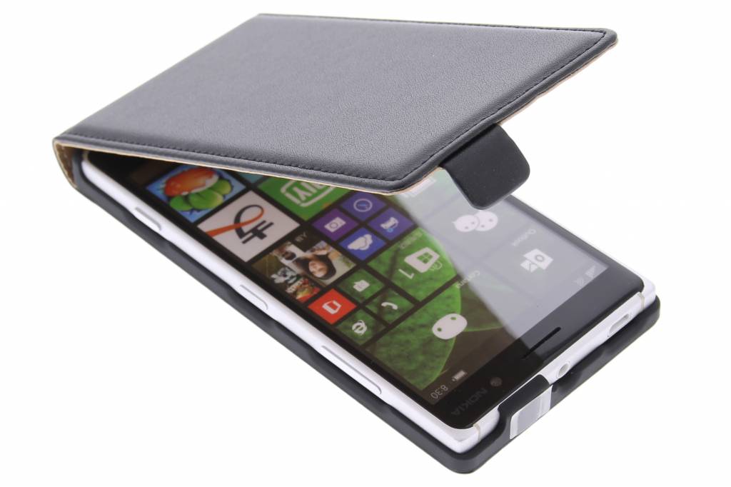 Image of Zwarte luxe flipcase voor de Nokia Lumia 830