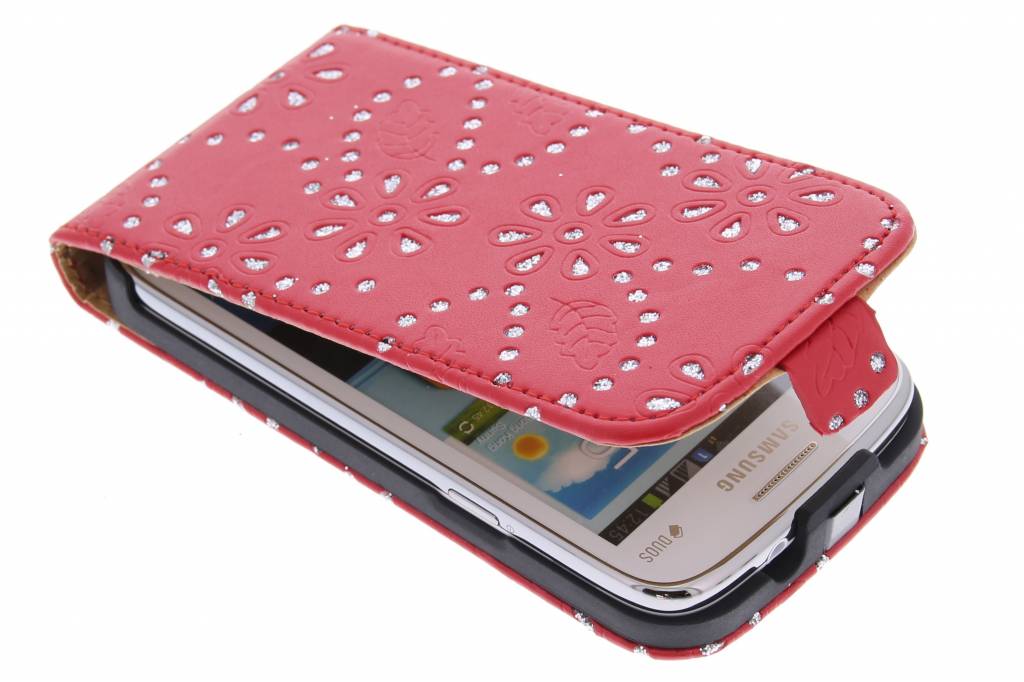 Image of Rode bloemblad design flipcase voor de Samsung Galaxy Core