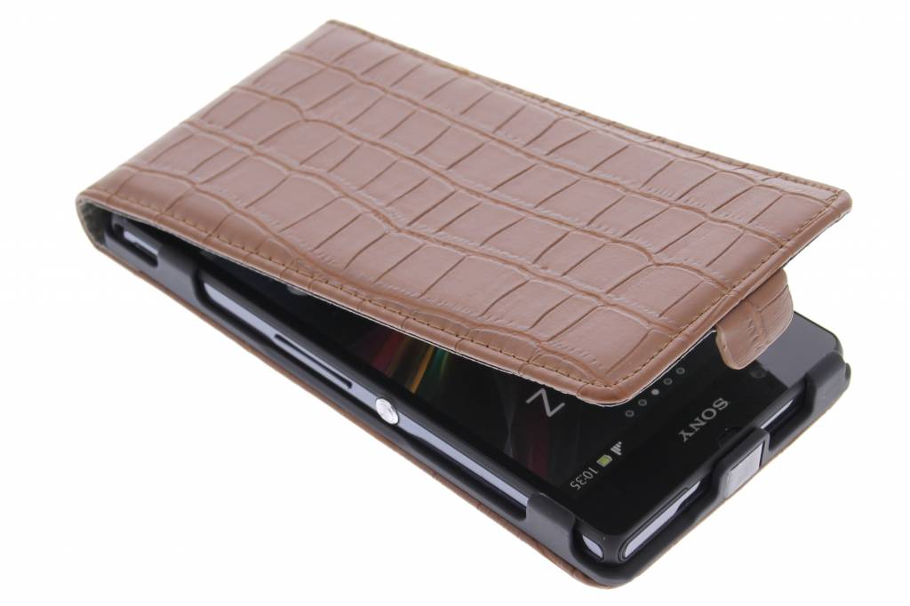 Image of Bruine krokodil design flipcase voor de Sony Xperia Z