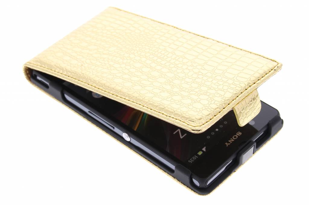 Image of Gouden krokodil design flipcase voor de Sony Xperia Z