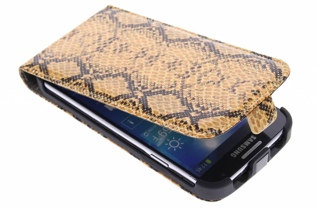 Image of Cognac slangenprint flipcase voor de Samsung Galaxy S4