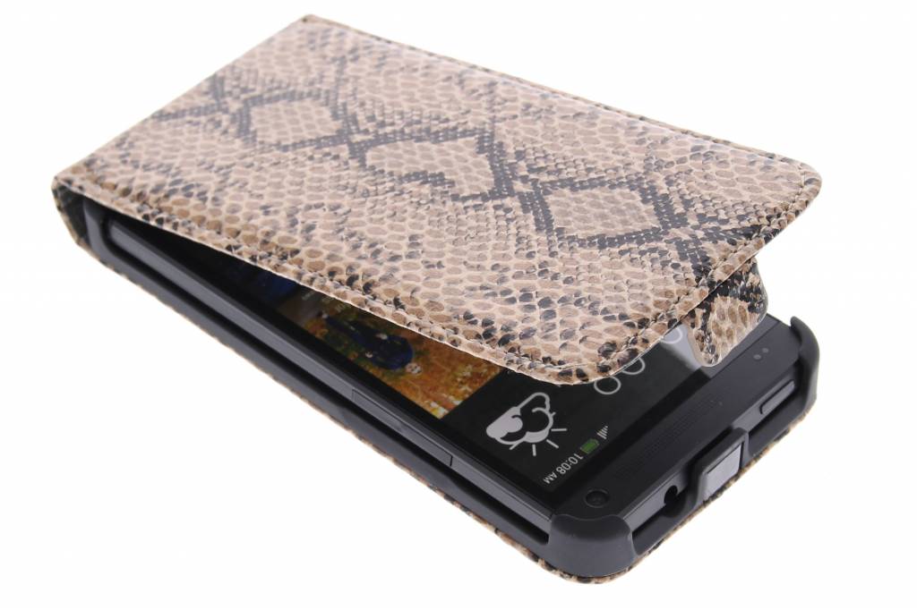 Image of Bruine slangenprint flipcase voor de HTC One