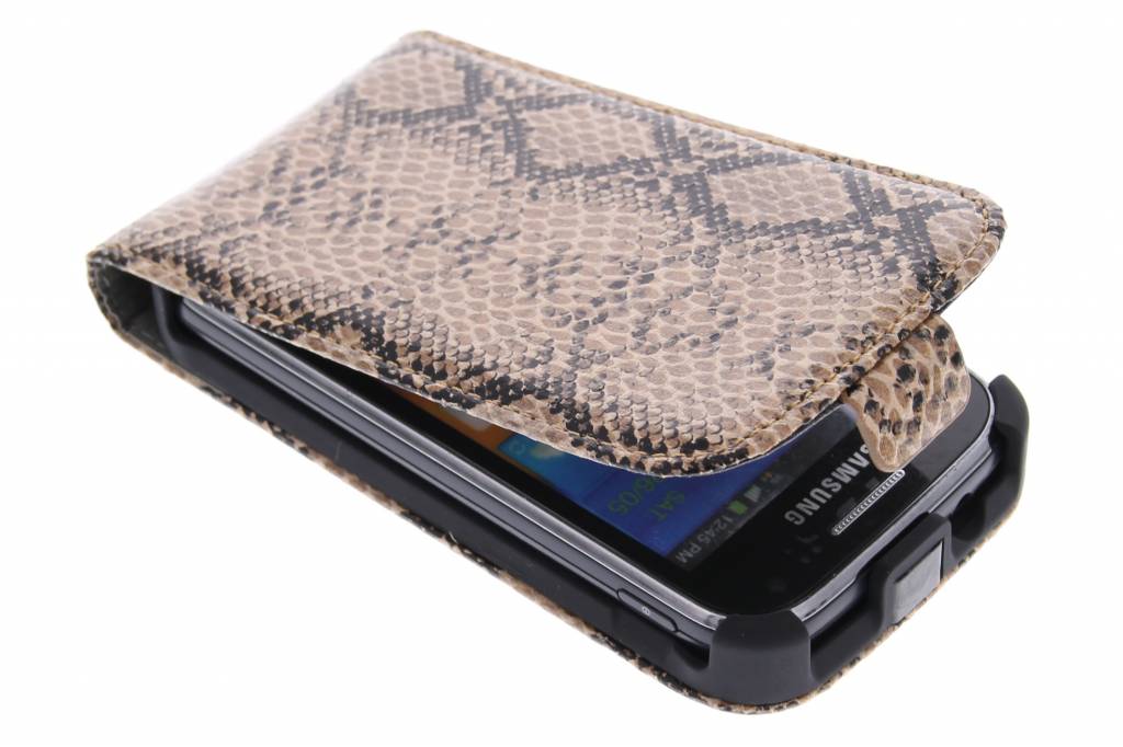 Image of Bruine slangenprint flipcase voor de Samsung Galaxy Ace 2