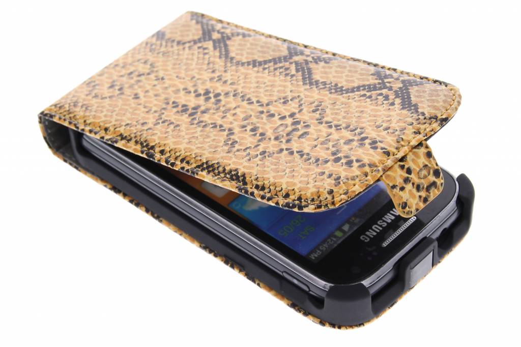 Image of Cognac slangenprint flipcase voor de Samsung Galaxy Ace 2