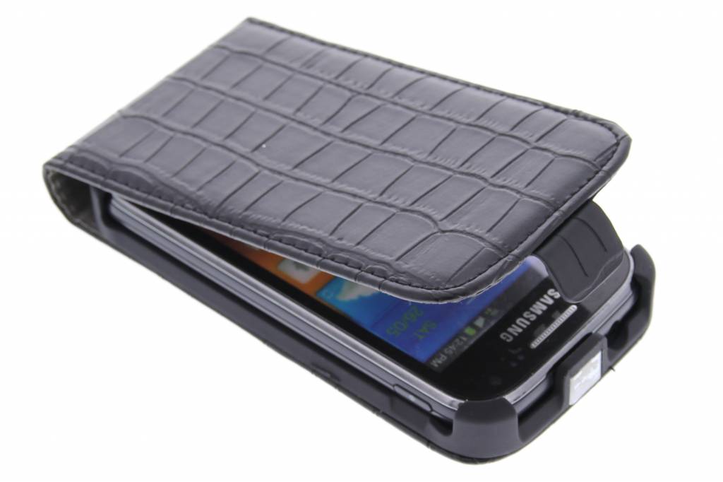 Image of Zwarte krokodil flipcase voor de Samsung Galaxy Ace 2