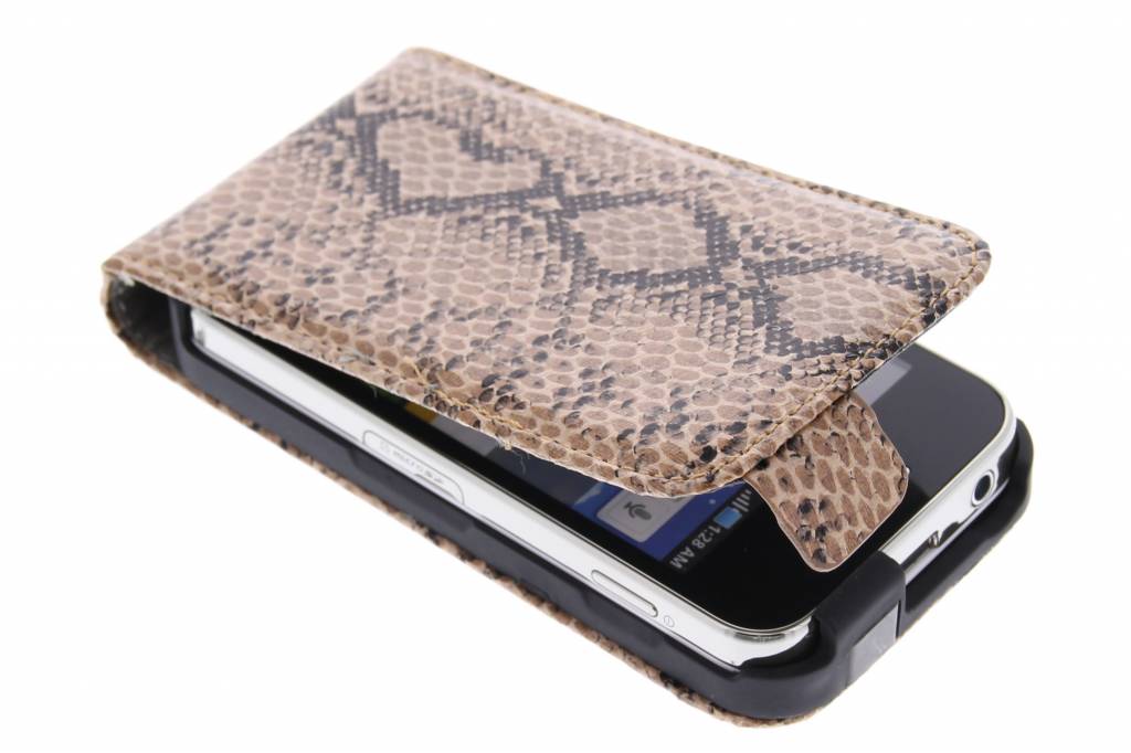 Image of Bruine slangenprint flipcase voor de Samsung Galaxy Ace