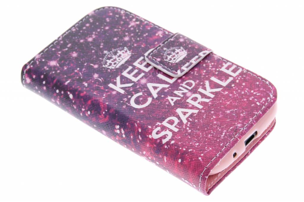 Image of Keep Calm and Sparkle design TPU booktype hoes voor de Samsung Galaxy Ace 2