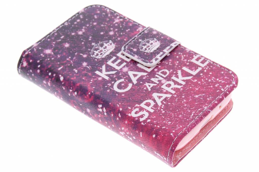 Image of Keep Calm and Sparkle design TPU booktype hoes voor de Samsung Galaxy Young 2