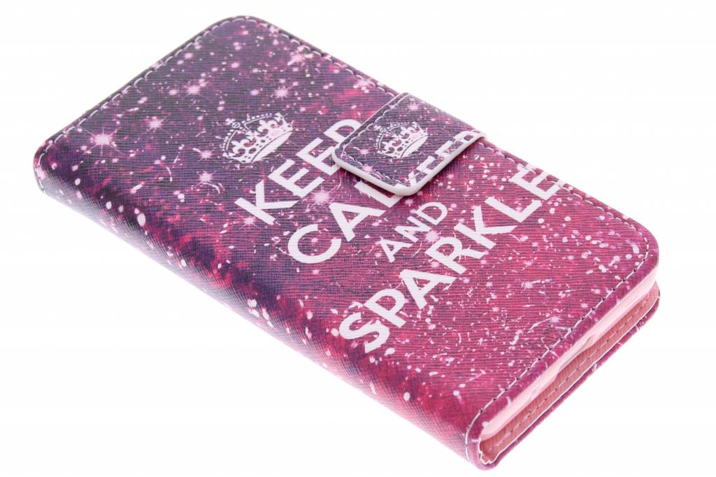 Image of Keep Calm and Sparkle design TPU booktype hoes voor de Samsung Galaxy Core 2