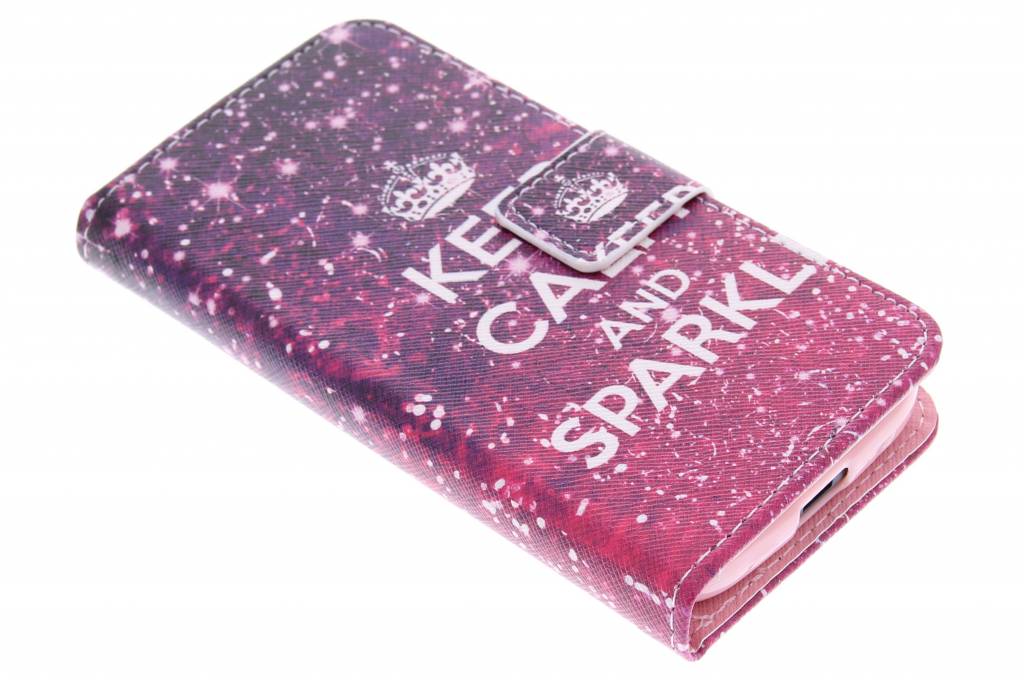 Image of Keep Calm and Sparkle design TPU booktype hoes voor de Samsung Galaxy Ace 4