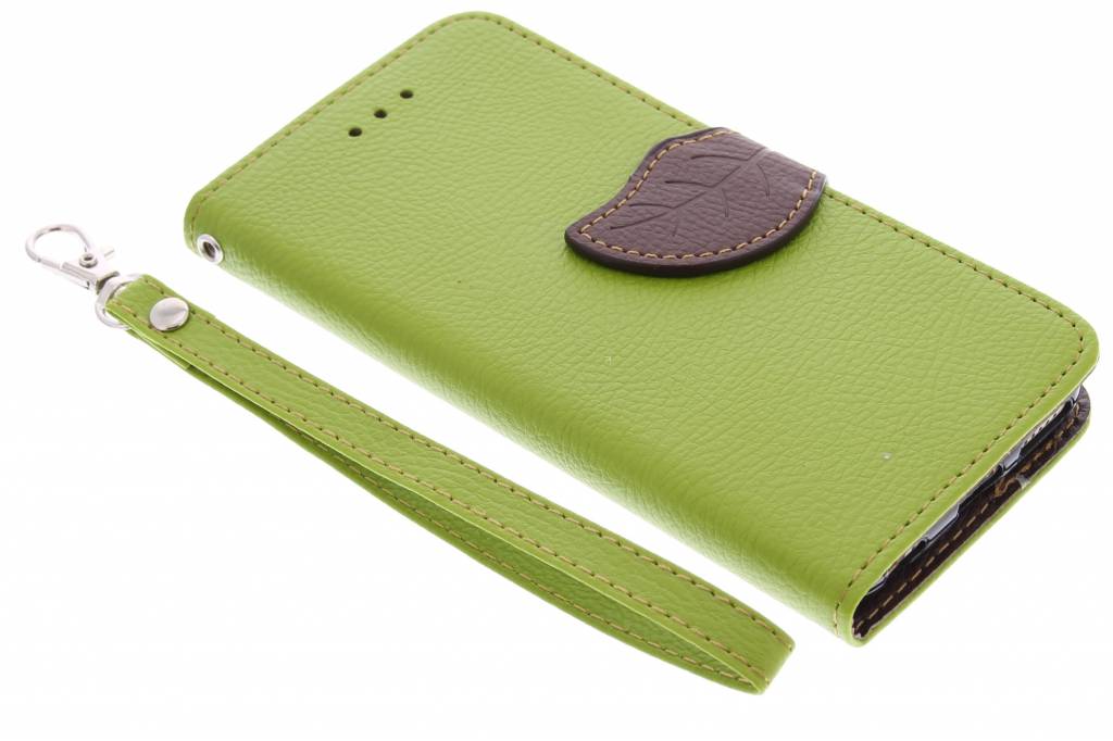 Image of Groene blad design TPU booktype hoes voor de iPhone 6 / 6s