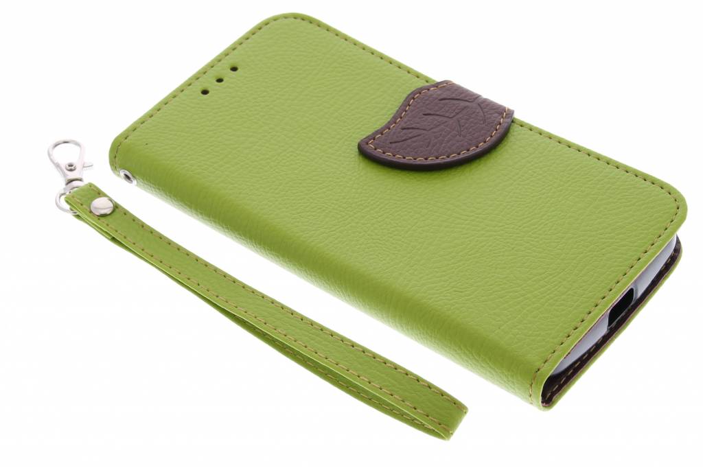 Image of Groene blad design TPU booktype hoes voor de Motorola Moto G 2nd Gen 2014