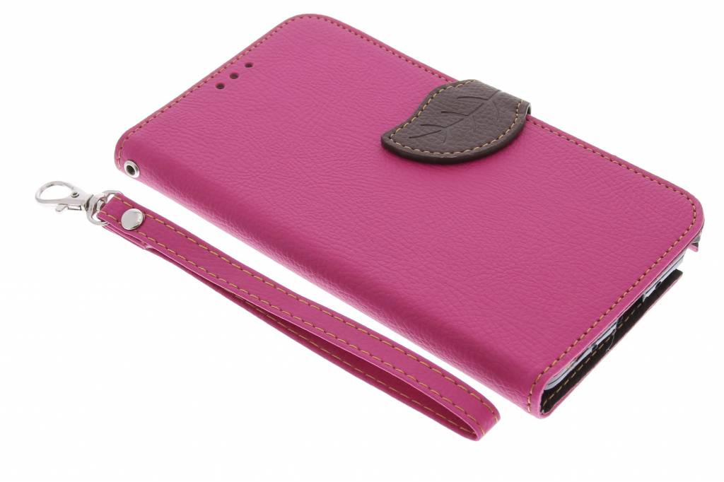 Image of Roze blad design TPU booktype hoes voor de Samsung Galaxy Note 4